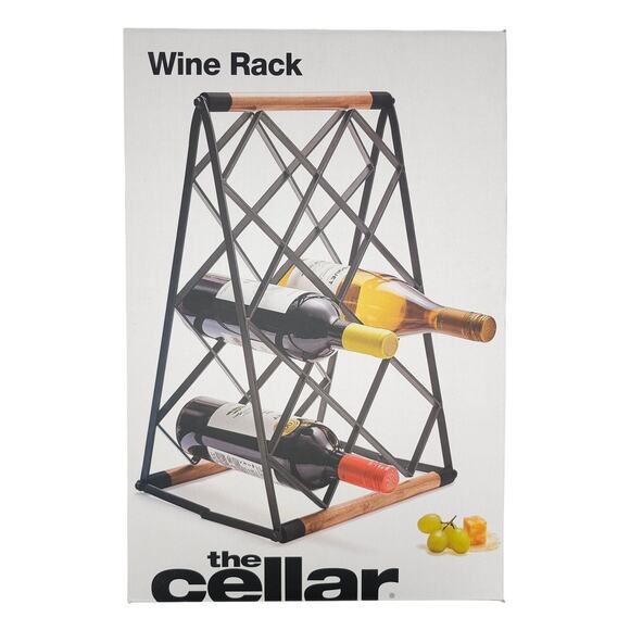 The Cellar Wine Rack Wood And Steel Holds 8 Bottles 18 Inches Tall